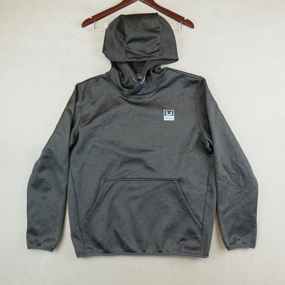 Huk Men's Dark Gray Hooded Pullover with Chest Logo
